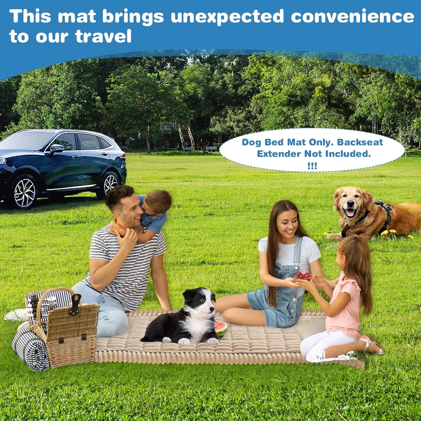 VClife Dog Bed Mat for Car, Anti Slip Pet Bed Travel Pad Comfortable Furry Dog Car Seat Cover for Backseat Extender, Washable Pet Cushion Bed Mat for Indoors & Outdoors (Brown, 51"×23.6")