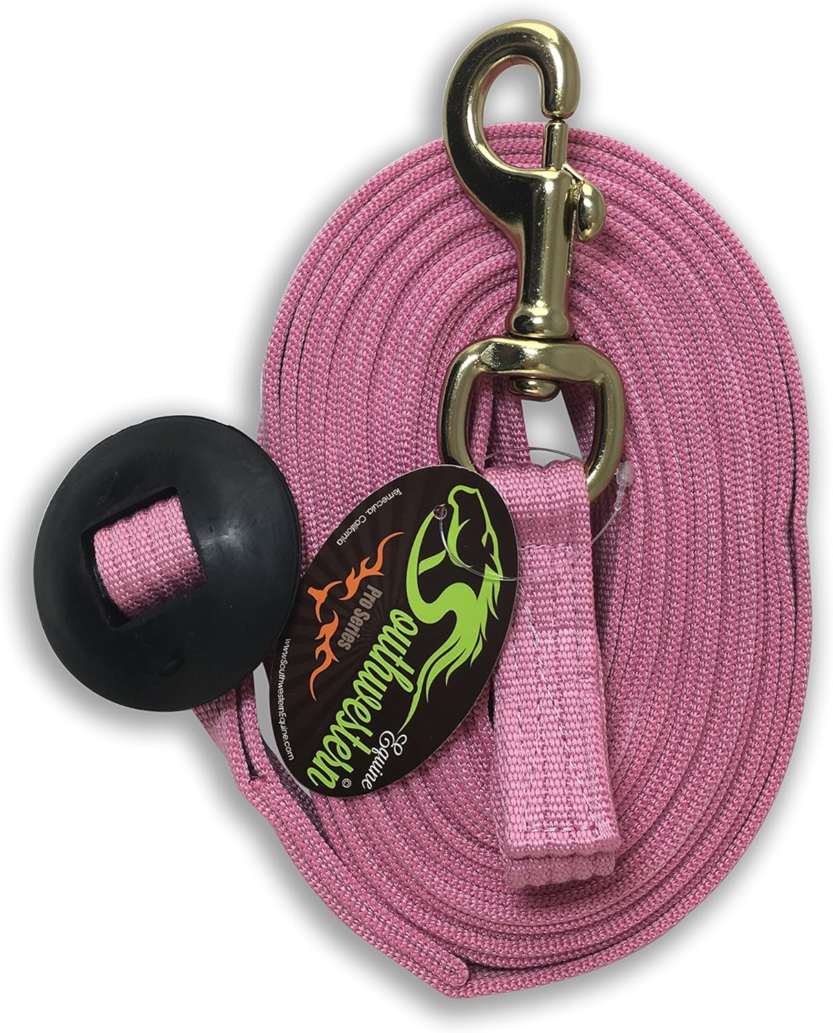 Southwestern Equine Lunge Line for Horses Cotton Horse Lunge Line with Bolt Snap & Rubber Stop (Pink, 24')
