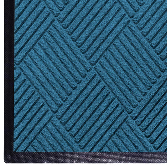WaterHog Diamond | Commercial-Grade Entrance Mat with Rubber Border – Indoor/Outdoor, Quick Drying, Stain Resistant Door Mat (Medium Blue, 4' x 12')