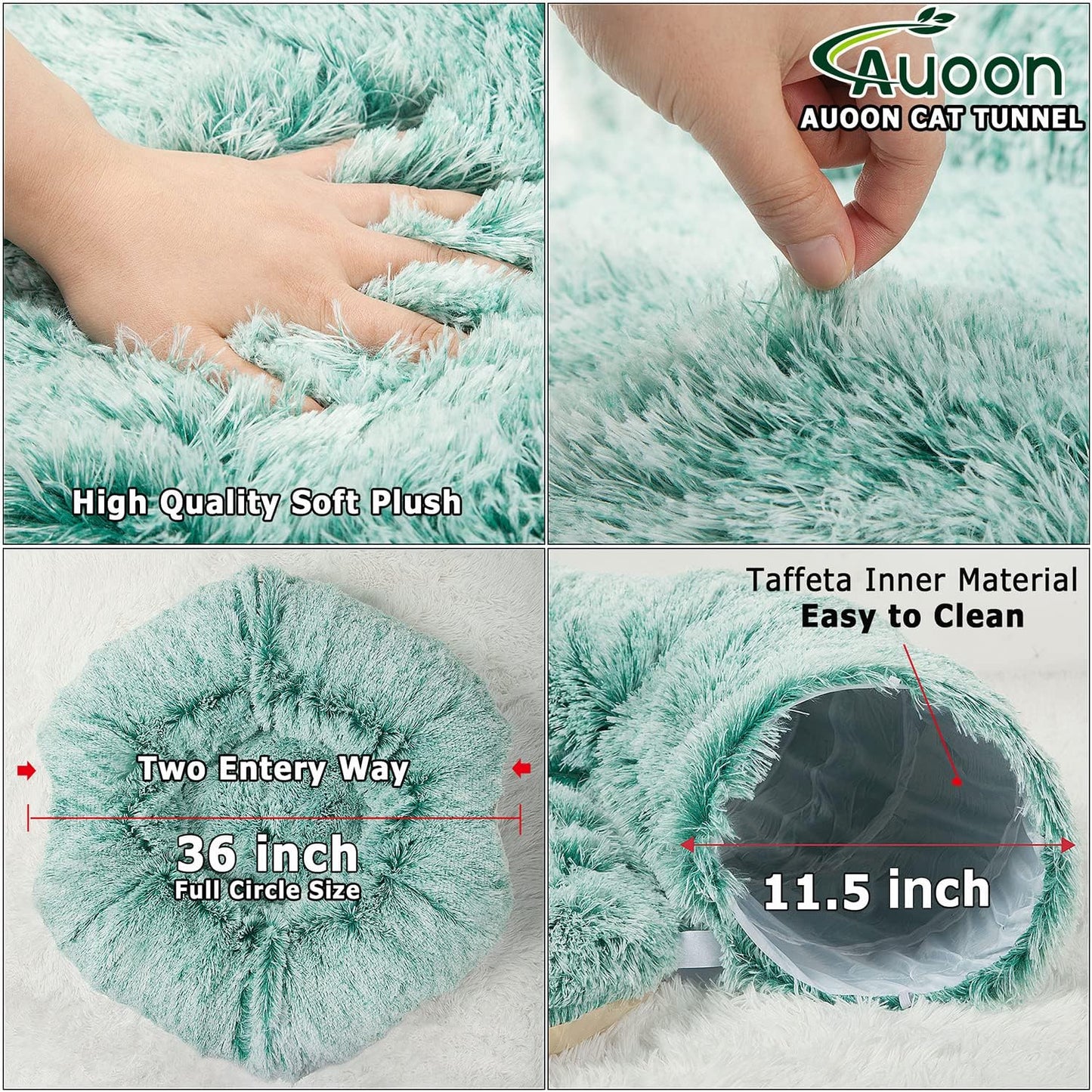 AUOON Cat Tunnel Bed for Indoor Cats - Circle Peekaboo Cat Cave with Washable Mat for Indoor Cats Kitten Kitty Puppy Rabbit Ferret (Purple)