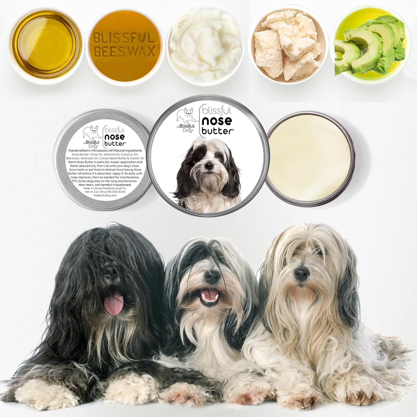 The Blissful Dog Tibetan Terrier Unscented Nose Butter - Dog Nose Butter, 2 Ounce