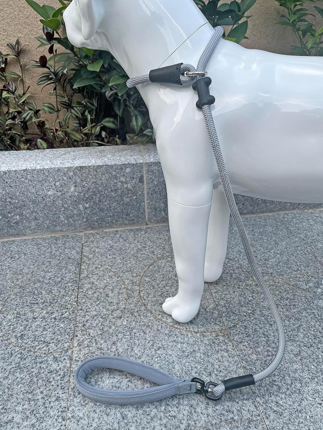 Slip Lead Dog Leash，Strong Nylon Rope Leash and Padded Handle,No Pull Outdoor Walking Training Lead for Small Medium Large Dogs (Grey,1/2"×4ft)