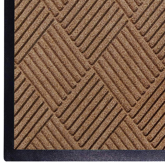 WaterHog Diamond | Commercial-Grade Entrance Mat with Rubber Border – Indoor/Outdoor, Quick Drying, Stain Resistant Door Mat (Medium Brown, 4' x 6')