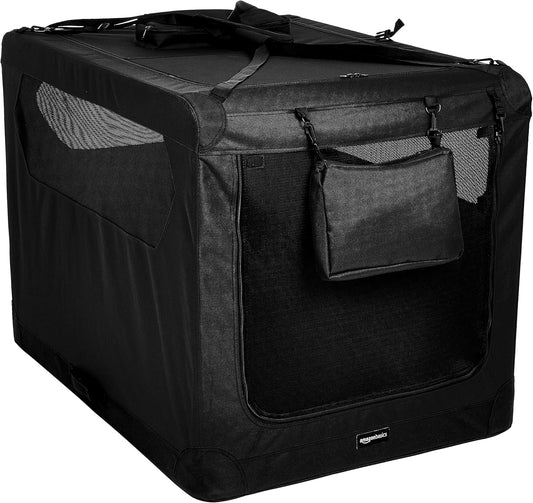 Amazon Basics Folding Portable Soft Pet Dog Crate Carrier Kennel, 42 x 31 x 31 inches, Black